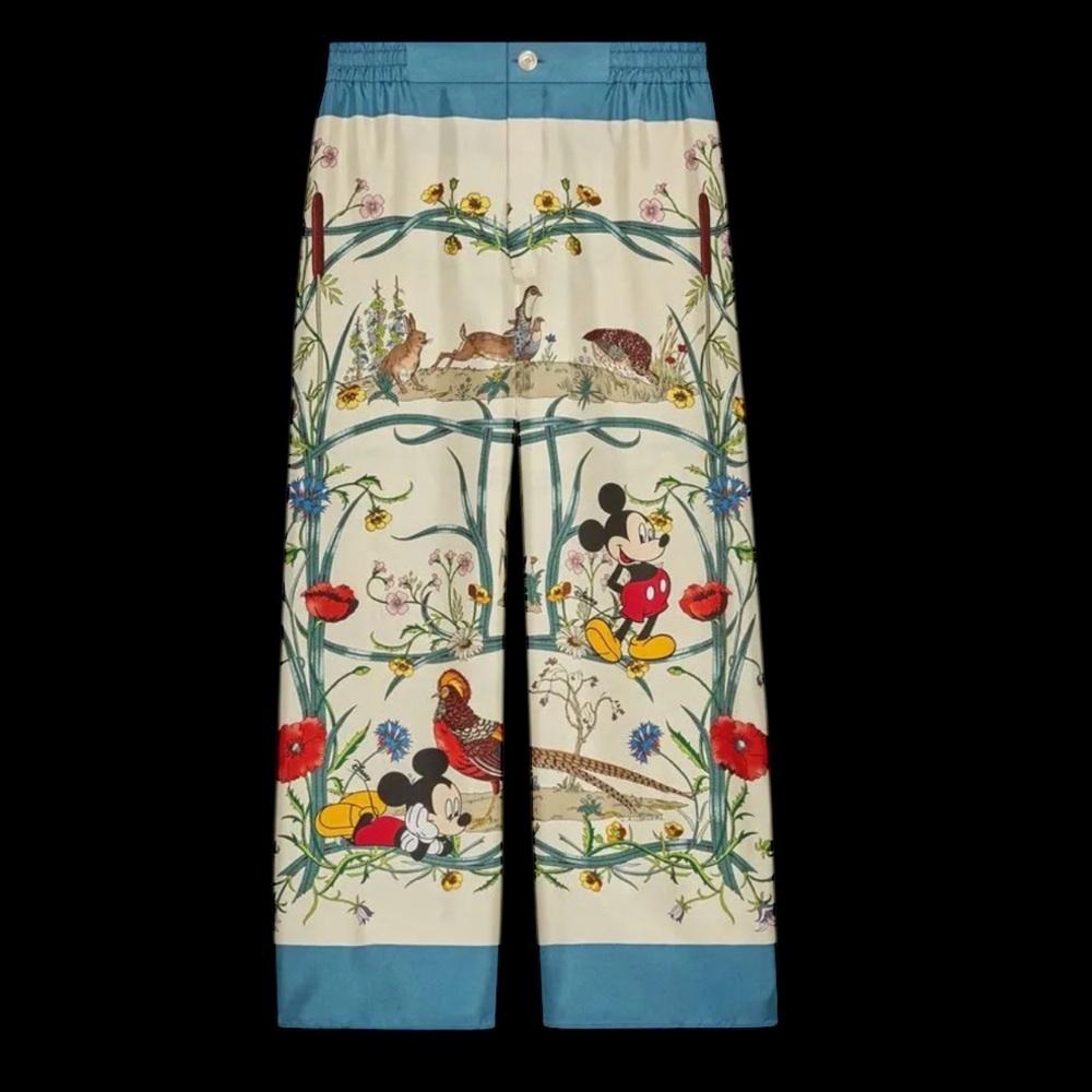 Gucci X Disney Mickey Mouse Floral Print Pants Size 40 - Picture 1 of 4